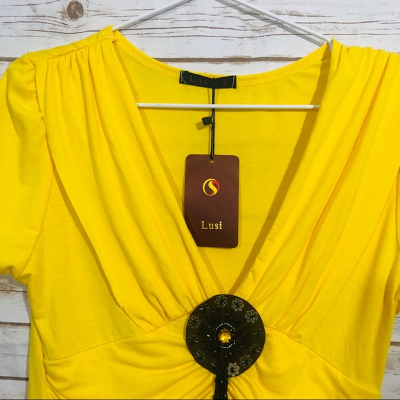 Luis juniors yellow short sleeve top size XL - Picture 3 of 6